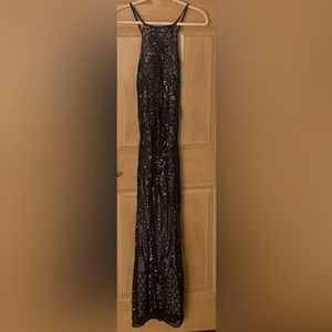 Great condition worn once long black sequin dress